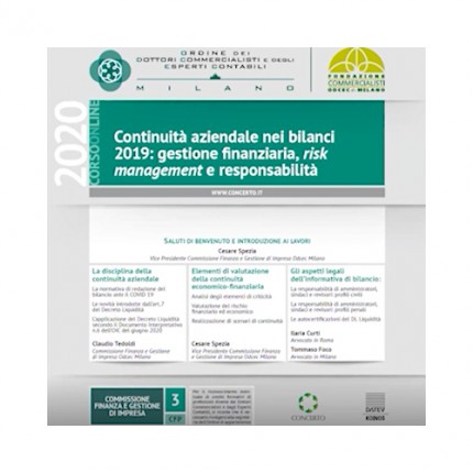 Continuità aziendale nei bilanci 2019: gestione finanziaria, risk management e responsabilità Continuità aziendale nei bilanci 2019: gestione finanziaria, risk management e responsabilità